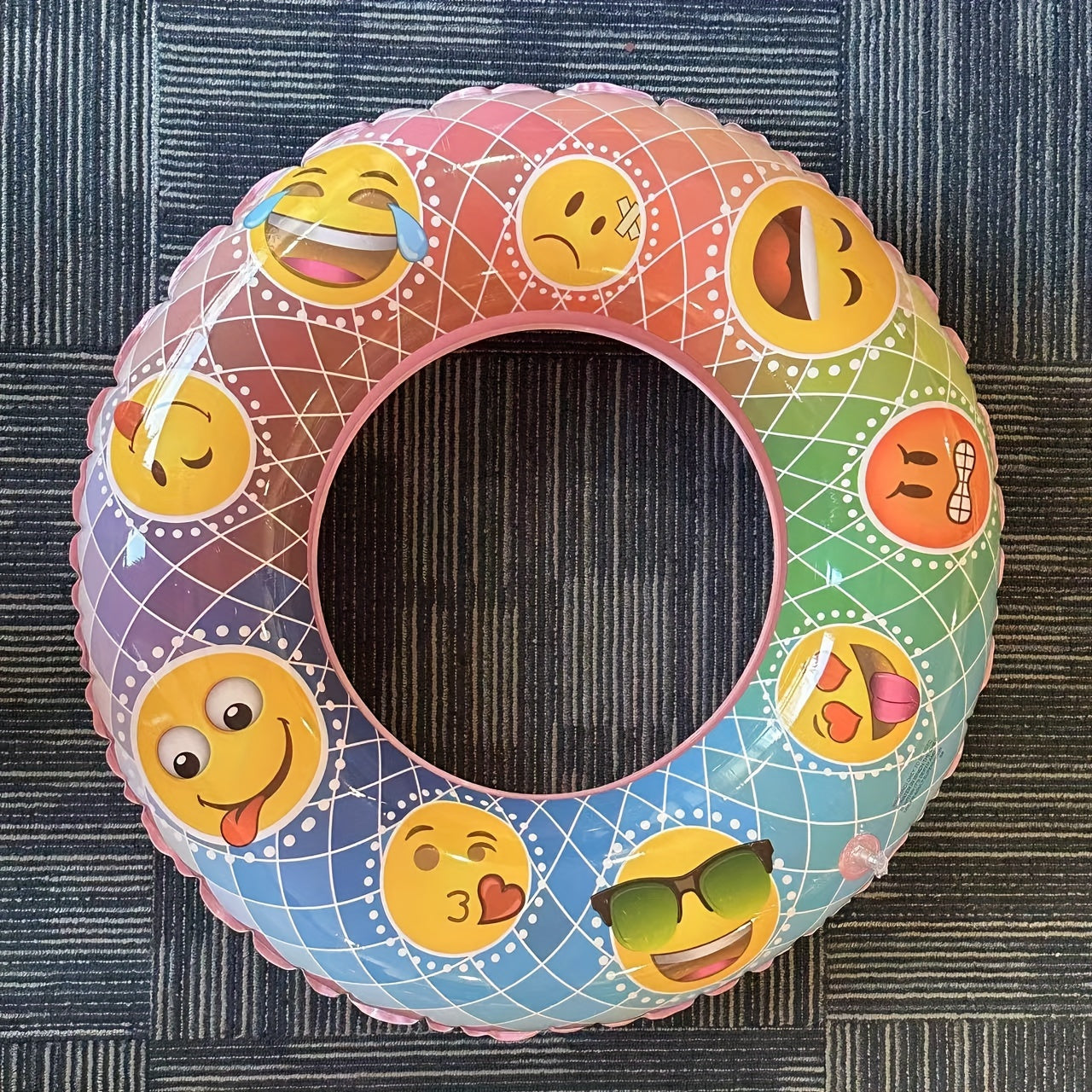 1pc Inflatable Smiley Face Swimming Ring Outdoor Pool Swim Ring