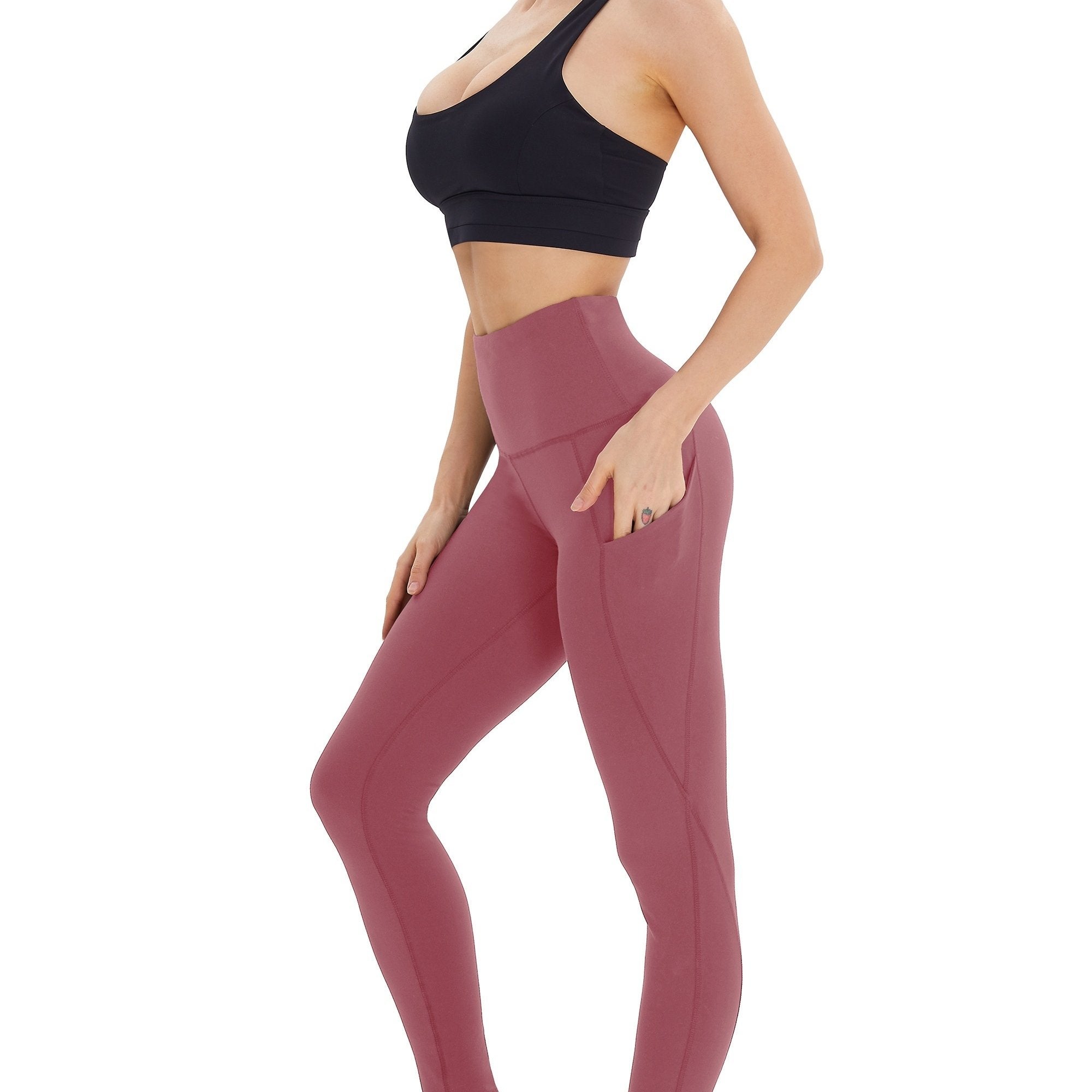High Waisted Yoga Pants With Pockets Wide Waistband Leggings