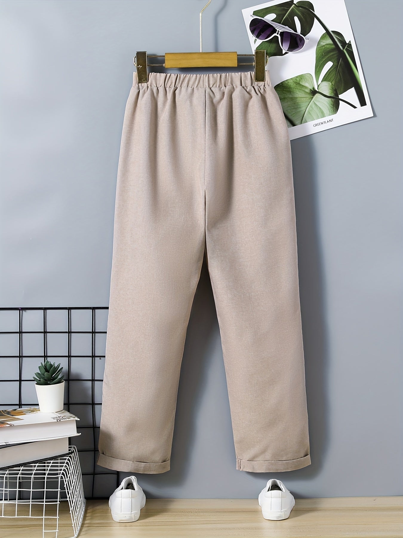 Solid Comfy Casual Trousers for Big and Tall Boys