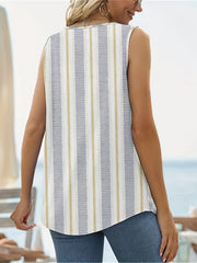 Striped Square Neck Tank Top Sleeveless Summer Casual Women's Clothing