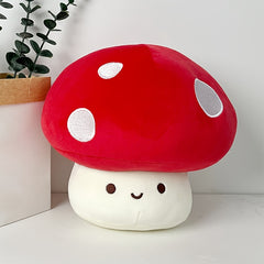 Cartoon Mushroom Plush Toy Soft Polyester Red Mushroom with Face