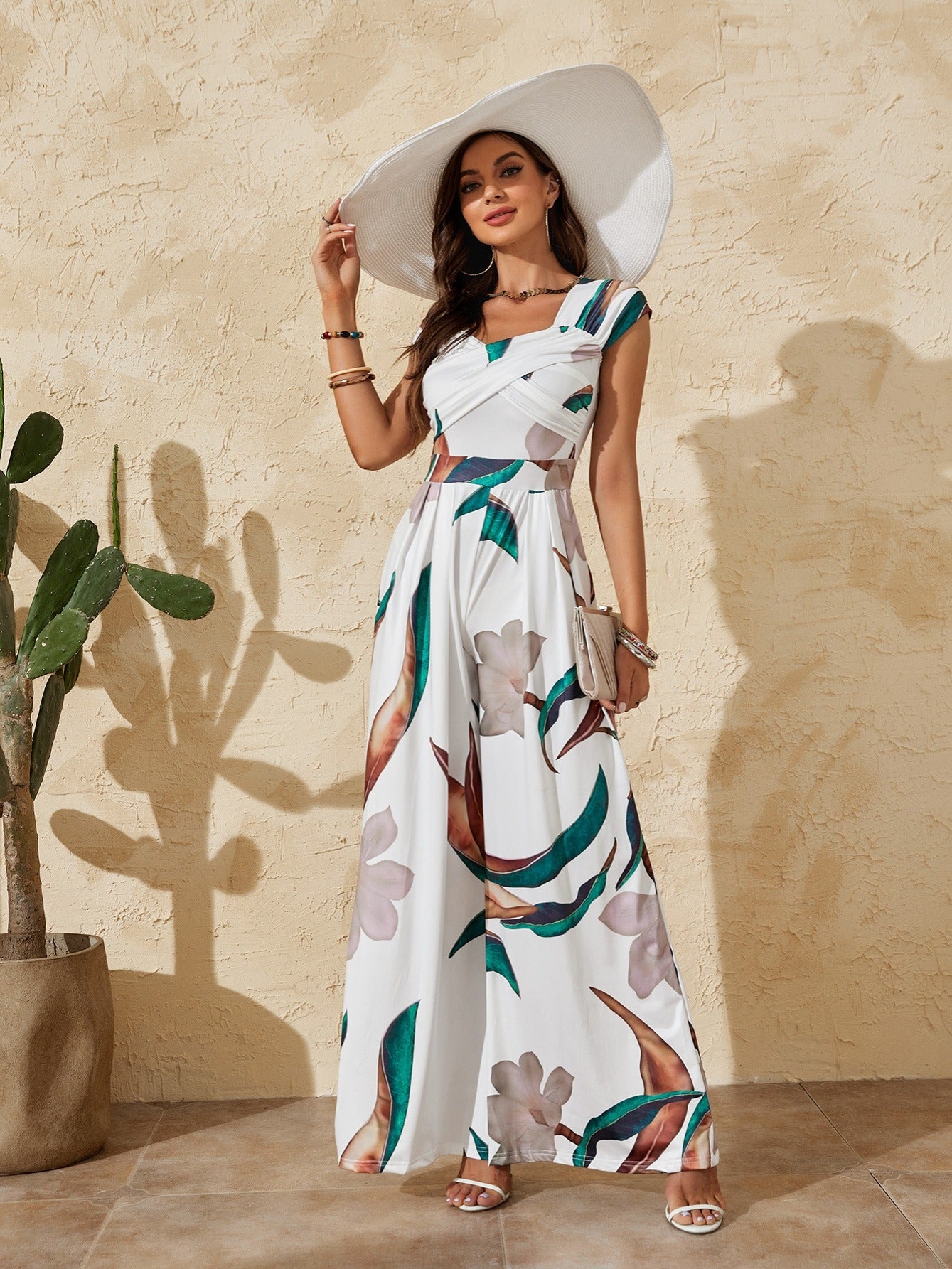 Boho Summer Women Clothing Sleeveless High Waist Jumpsuit