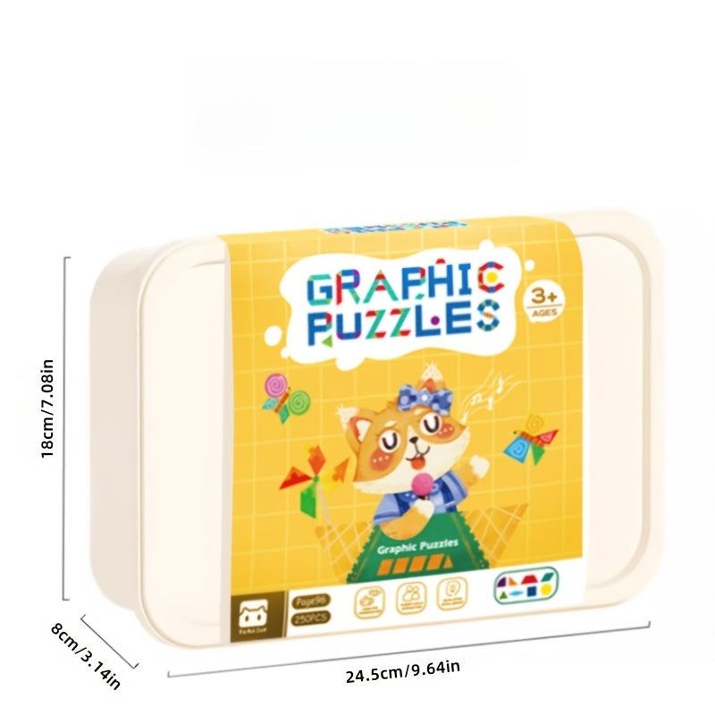 250pc Magnetic Geometric Puzzle Building Blocks for Kids - Back to School Gift