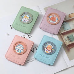 Double Sided PU Makeup Mirror Folding Portable Double Sided Mirror