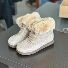 Women's Lace Up Snow Boots Faux Fur Ankle Warm Winter Shoes