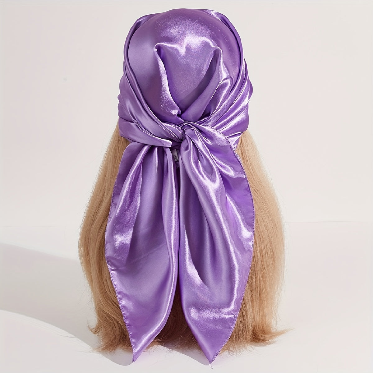 Solid Satin Bandana Silk Square Scarf Head Wrap Neckerchief Hair Accessories