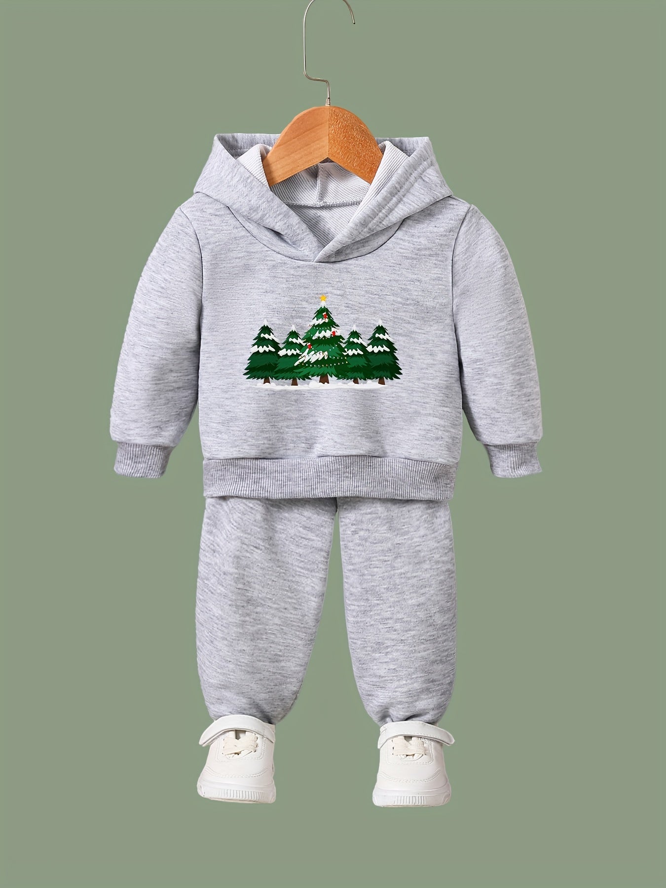 Girls 2pc Christmas Tree Hooded Sweatshirt & Sweatpants Set