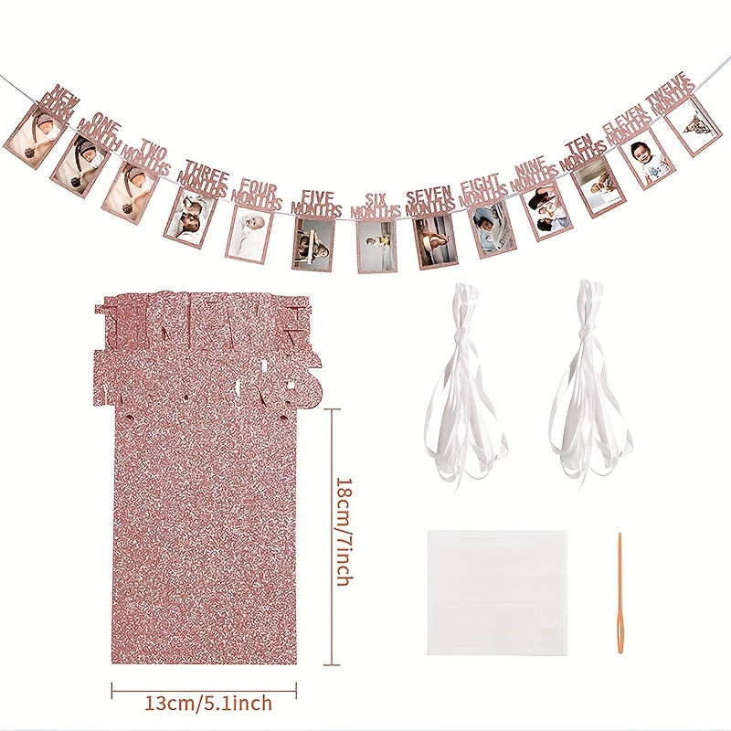 Pink Birthday Photo Clip Flags for Baby Showers