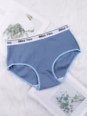 6pcs Letter Tape Ribbed Briefs Women's Lingerie