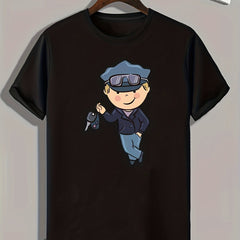 Cartoon Boy Print Men's Graphic T-shirt for Summer