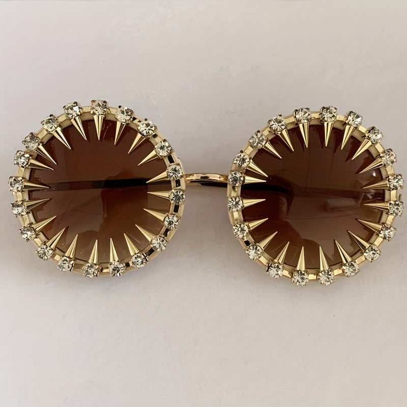 Round Rivet Decor Sunglasses Metal Hinge Glasses