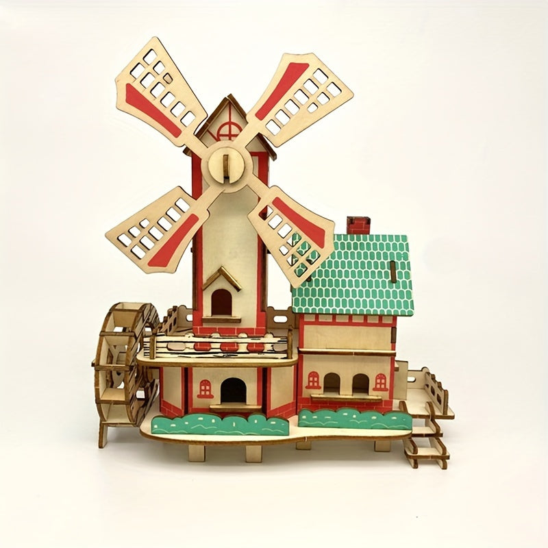 Wooden 3D Puzzle Building Models Puzzle Kits DIY Laser Cut Assembly Model Kit