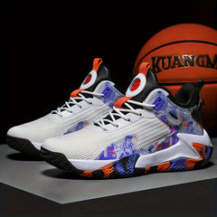 Breathable Men's Basketball Shoes Non Slip Soles Shock Absorption