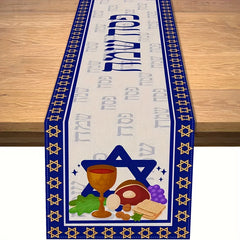 Linen Happy Passover Table Runner 33.02 x 182.88 cm