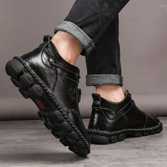 Men's Stitched Mid Top Zipper Boots Outdoor Shoes