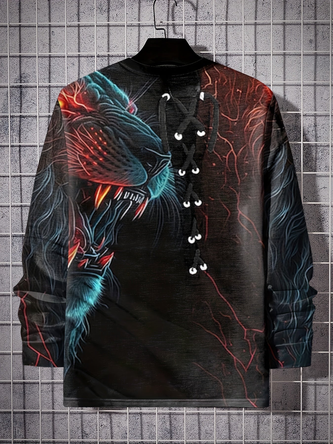 Lion 3D Print Men's Long Sleeve Novelty T-Shirt