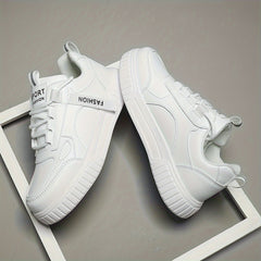 Women's Faux Leather Chunky Sneakers Casual Flat Skate Shoes