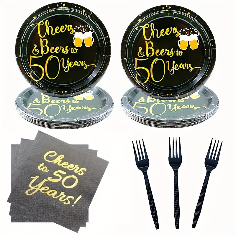 50th Birthday Party Supplies Cheers & Beers Tableware Set