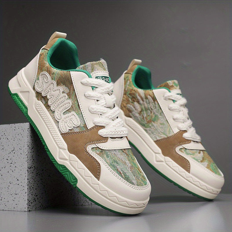 Men's Smile Letter Skate Shoes Lace Up Sneakers