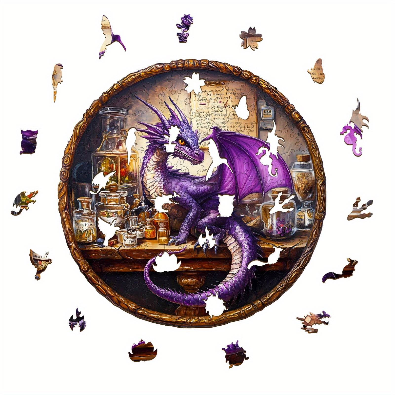 Magic Dragon Wooden Jigsaw Puzzle Creative Animal Shape Puzzle