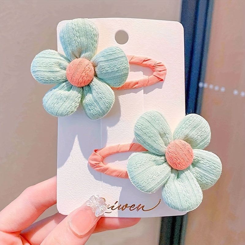 2pcs Colorful Flower Hair Clips for Baby Girls