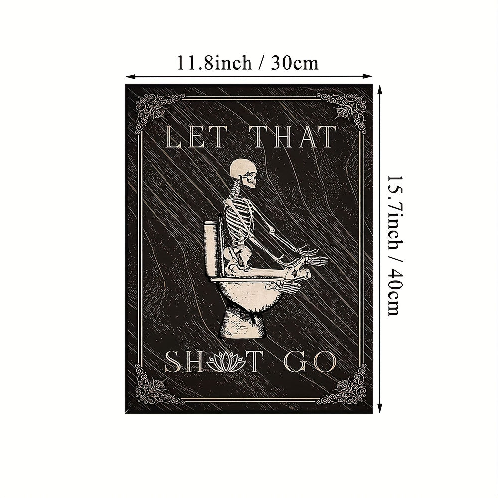 Funny Skeleton Bathroom Decor Canvas Print