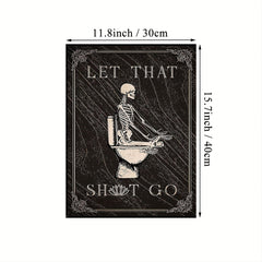 Funny Skeleton Bathroom Decor Canvas Print