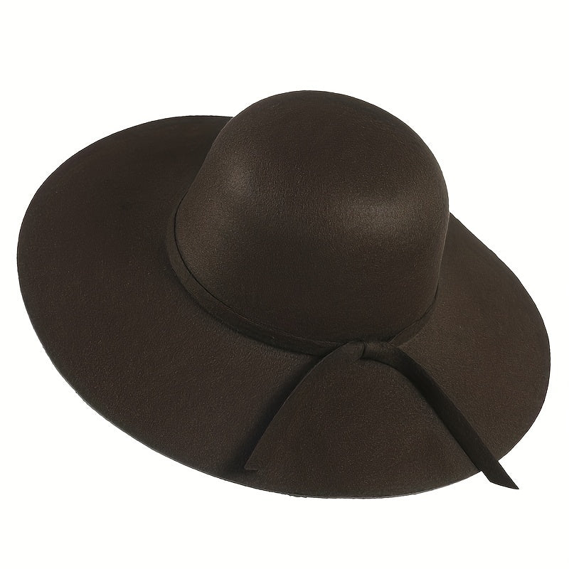 Felt Fedora Cap Wide Brim Solid Floppy Sun Hat Outdoor Travel Beach Hats