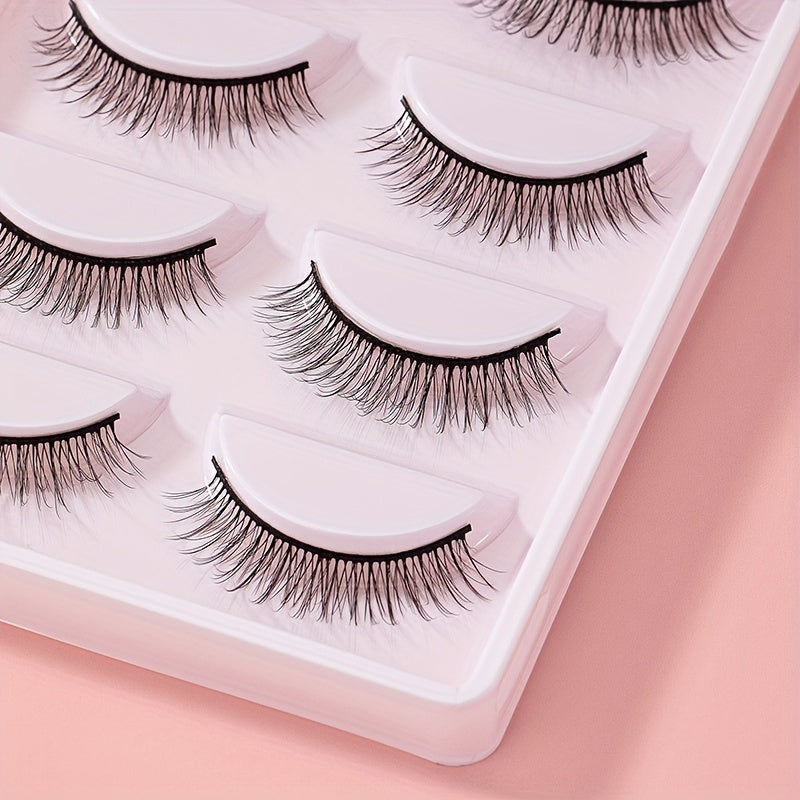 5 Pairs False Eyelashes Criss Cross Curly Makeup Extension Natural Look Lashes