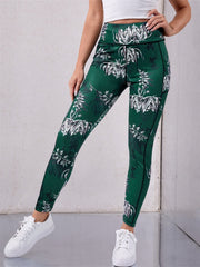 Floral Print High Stretch Yoga Pants with Phone Pocket