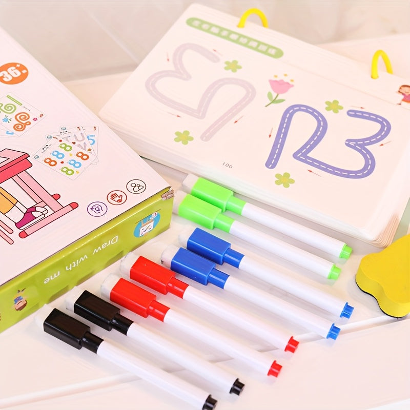 50pcs Children's Control Pen Training Cards Reusable Set Left Right Brain Toys