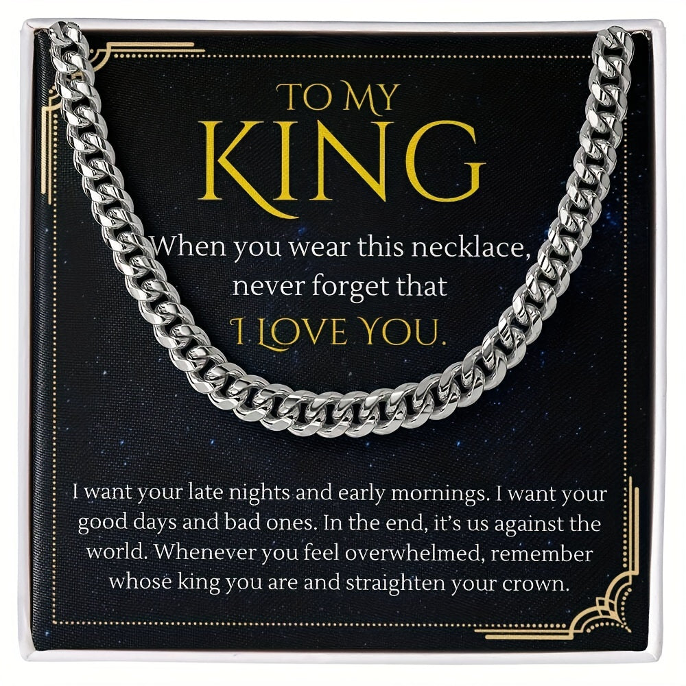 King Necklace For Him Cuban Link Chain Birthday Party Christmas Men