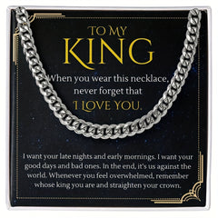 King Necklace For Him Cuban Link Chain Birthday Party Christmas Men