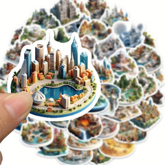 50pcs 3D World Stickers Decorative Stickers for Laptop Car Motorcycle