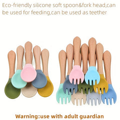 Baby Suction Plate with Self Feeding Spoon Fork BPA-Free Utensil Set