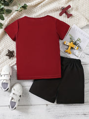 2pcs Boys Casual T-shirt & Shorts Set for Summer