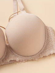 Sexy Bra Solid Lace Molded Cup High Stretch Comfort Bra