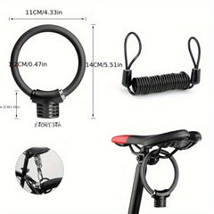 Bicycle Lock & Spring Rope Anti-theft Portable Safety Lock