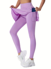 Pleated Yoga Running Skorts with Leggings Womens Activewear