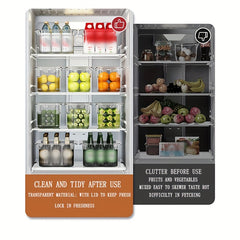 4pcs Refrigerator Storage Box Stackable Sealed Food Container