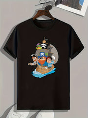 Cartoon Print Men's Graphic T-shirt Casual Comfy Tees For Summer