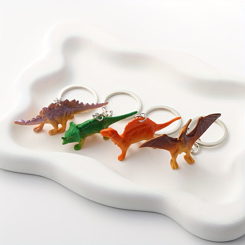4pcs Dinosaur Animal Key Chains Resin Keychain for Boys
