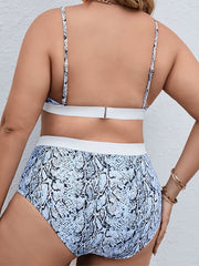 Snake Skin Print Bikini Set Plus Size High Stretch Swimsuit 2pcs