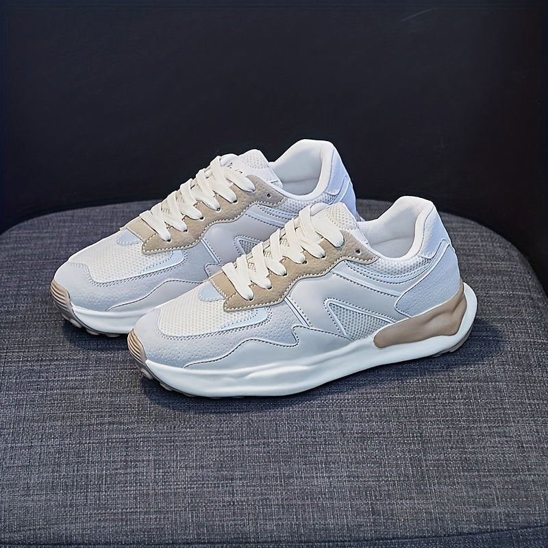 Women's Colorblock Sports Shoes Lace Up Running Sneakers