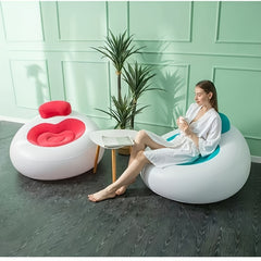 Single Person Inflatable Flocking Sofa Love Shaped Sofa for Home Decoration