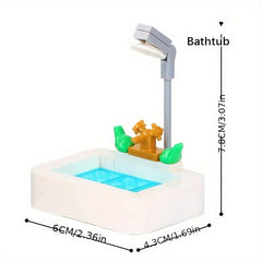 Small Block MOC Bathroom Tub DIY Toilet Toy