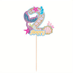 Mermaid Glitter Number Cake Topper 0-9 Birthday Party Decoration