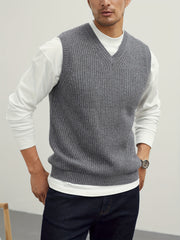 Men's V Neck Sweater Vest Preppy Style