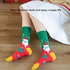 5 Pairs Christmas Print Socks Women's Mid Tube Stockings & Hosiery
