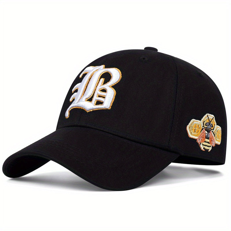Bee Embroidery Khaki Baseball Cap - Unisex